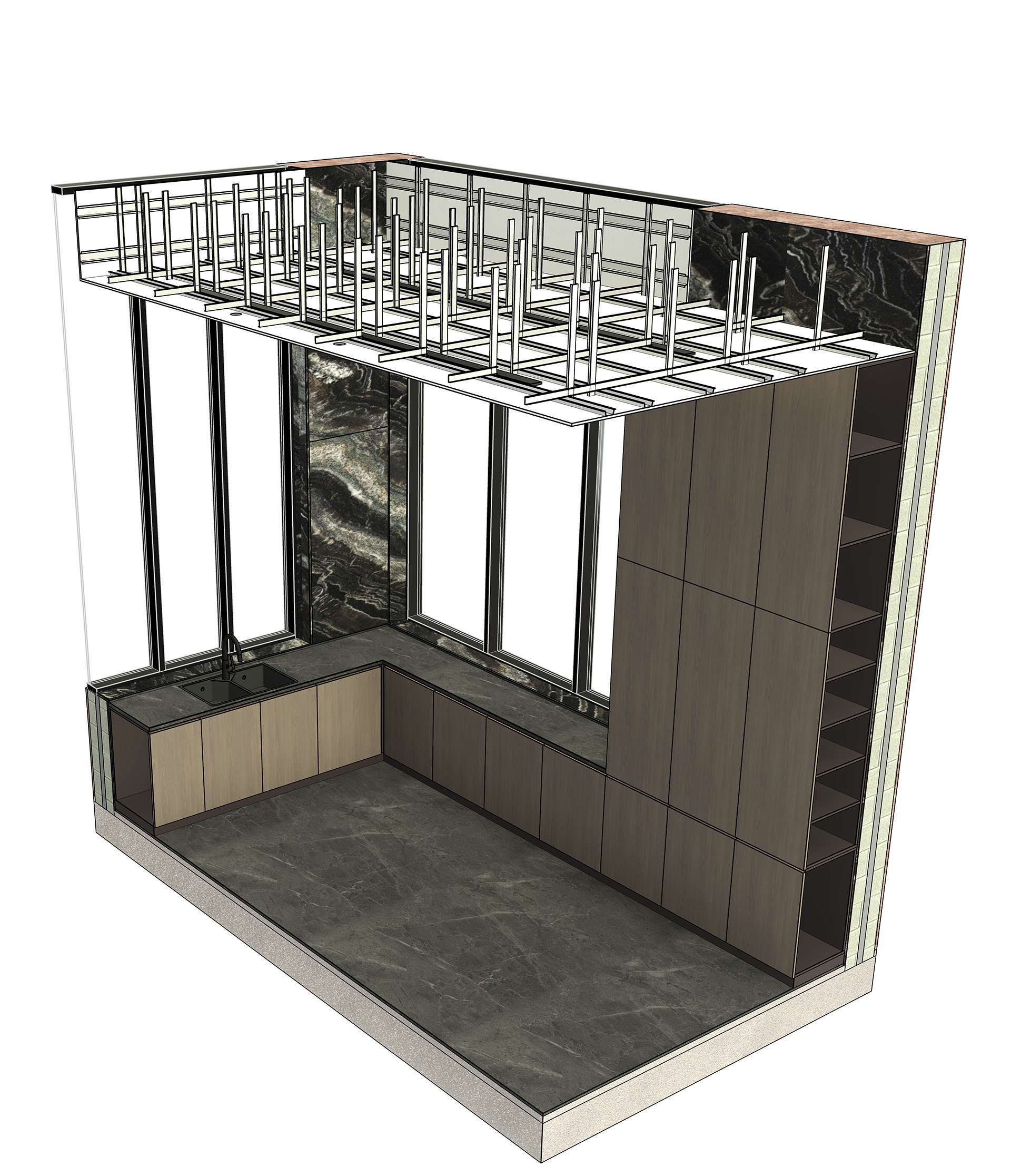 SAS别墅厨房室内BIM开发项目-3