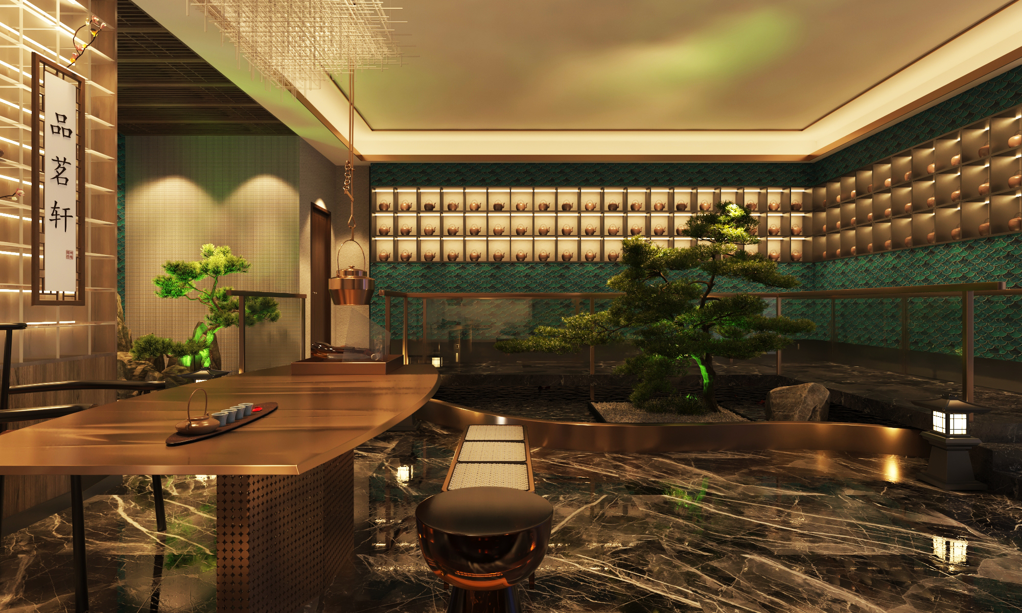 曼城品茗轩 | 暗系新中式茶饮空间-5