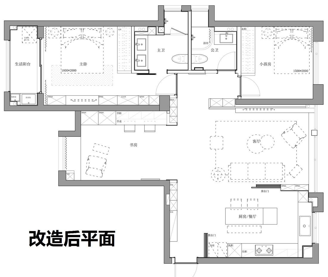 理居设计丨小户型全开放餐厨客书房,空间利用最大化-5