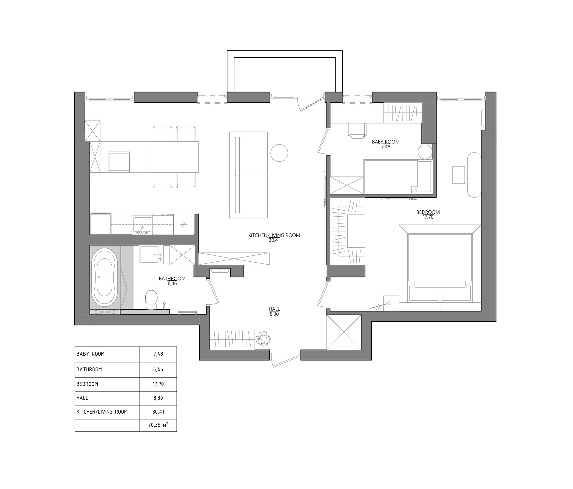 70㎡中性简约空间设计-21