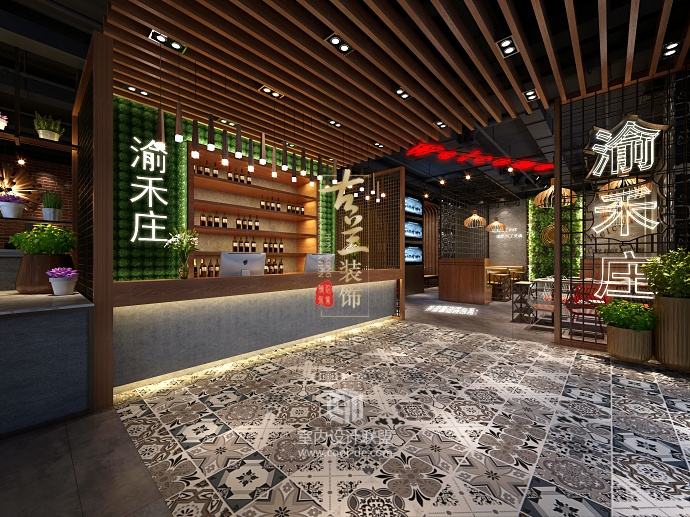 成都火锅店翻新升级装修设计——渝禾庄火锅店装修设计-1