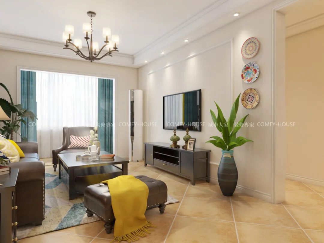 简美风三室两厅，绿植美式隔断打造清新净土-6