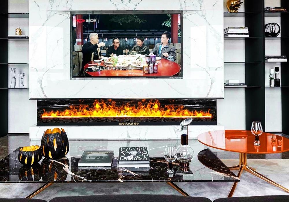 现代客厅财位设计 | 长条伏羲 3D 雾化壁炉-2