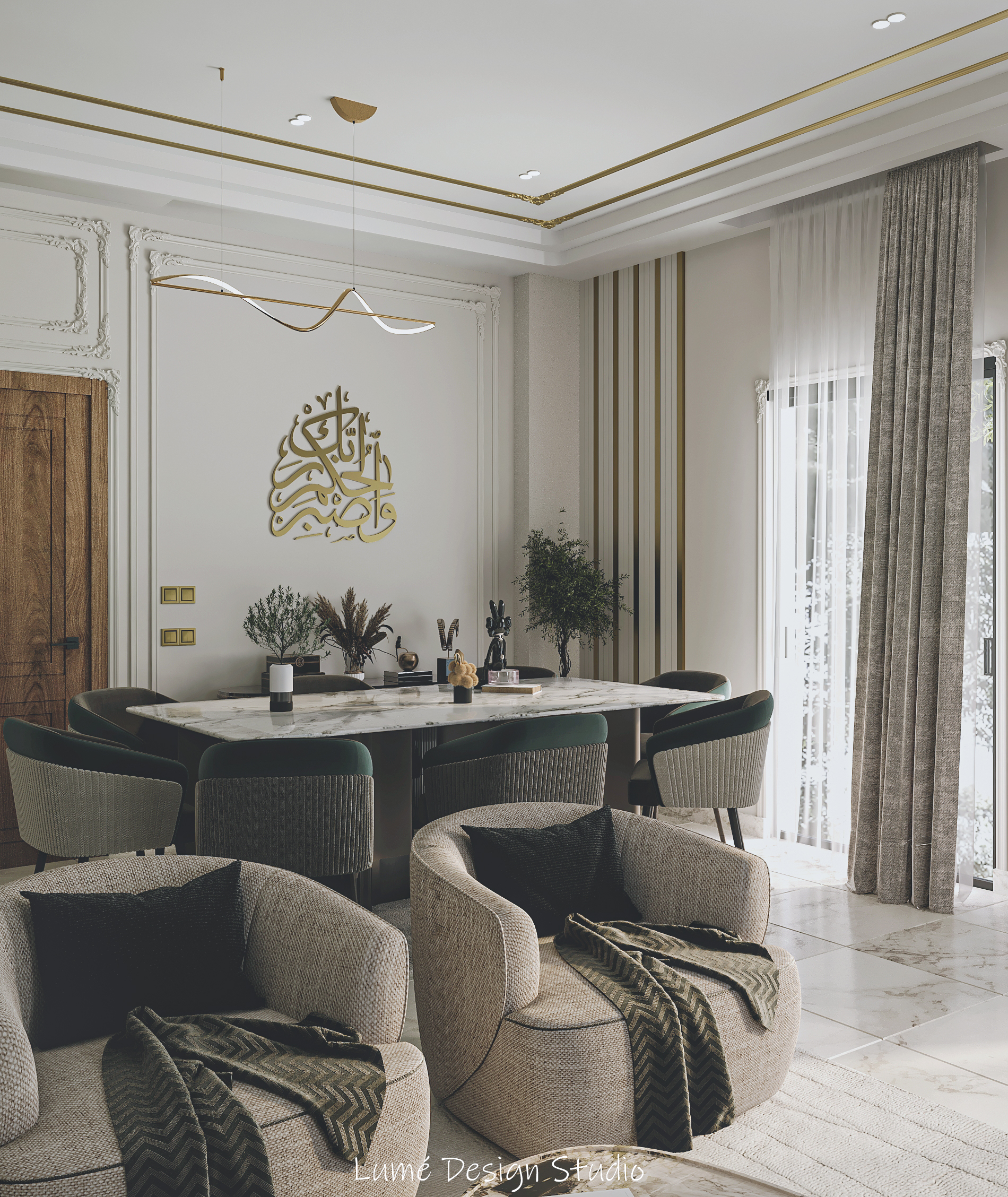 奢享室内空间·接待与餐饮区

注：这里 Lu·ury 疑似拼写错误，推测是 Luxury ，故按 奢享 来翻译  丨沙特阿拉伯吉达丨Lumé Design Studio-14