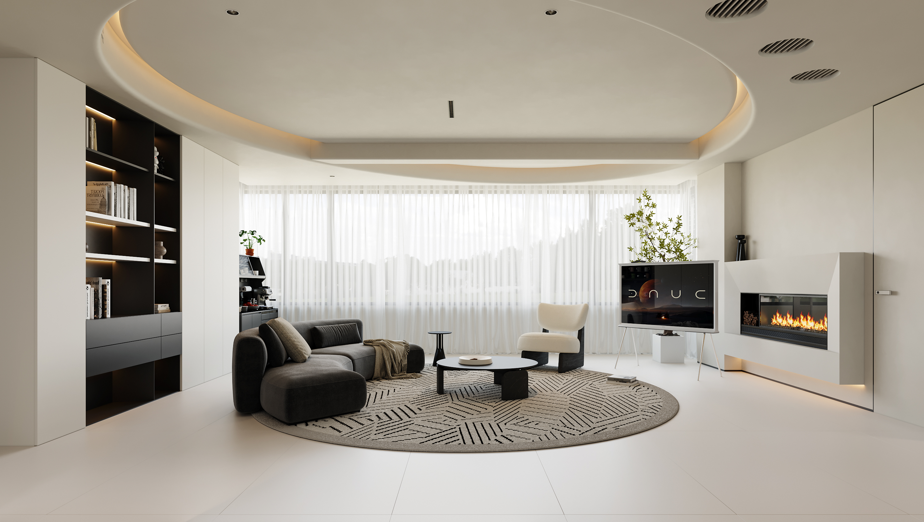 极简大平层客餐厅效果图表现-5