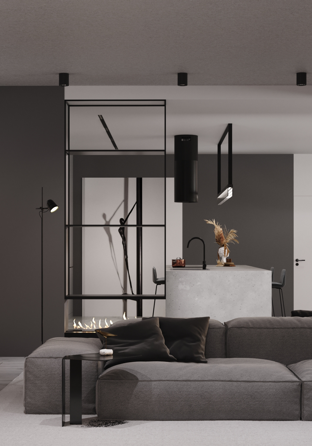 简约灰调子大空间设计-18