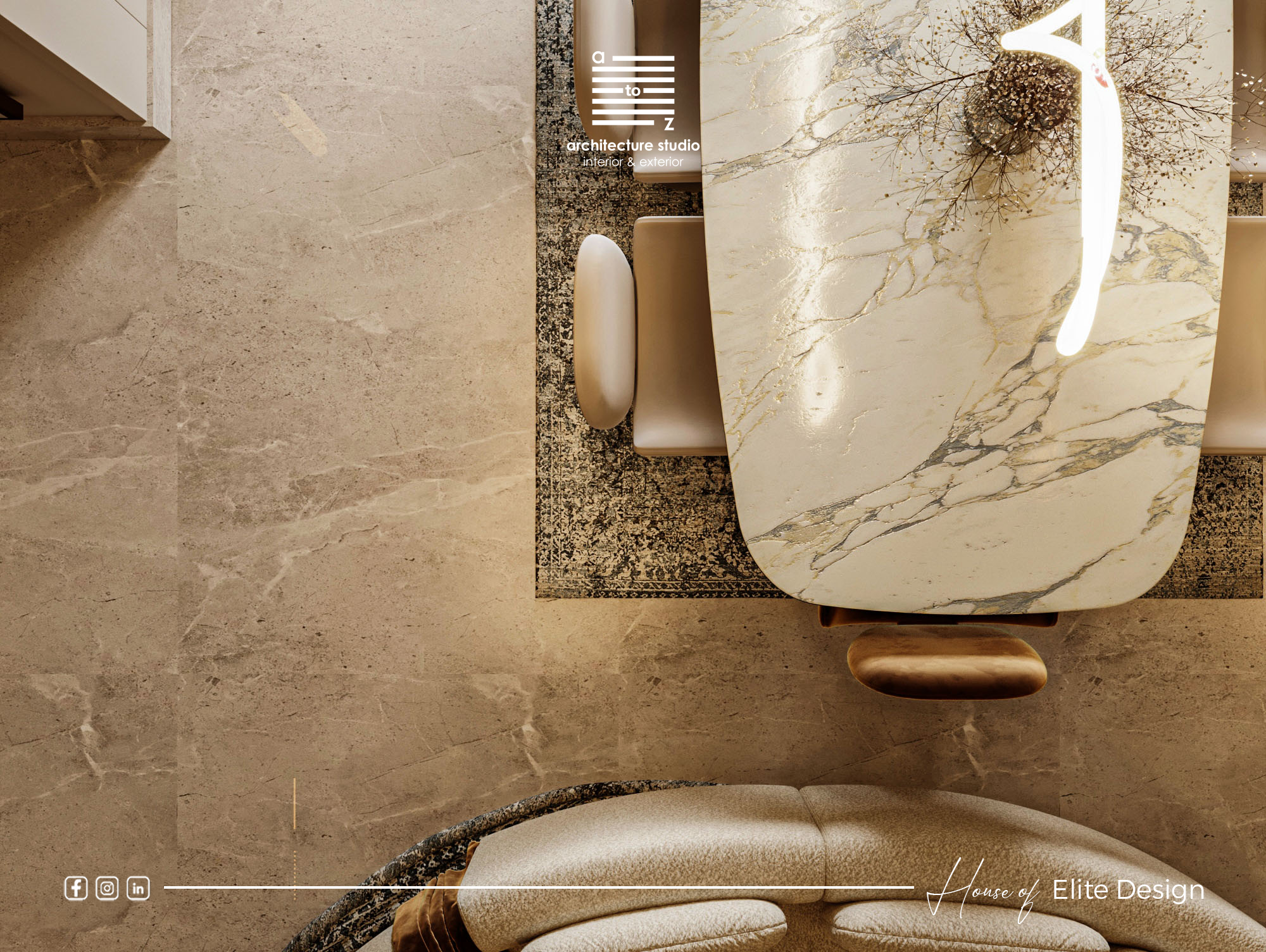 你提供的Lu·ury可能有误，推测正确的词是Luxury ，那么Luxury Modern Reception的翻译是奢华现代接待处 丨EgyptCairo丨A2Z Architects-14