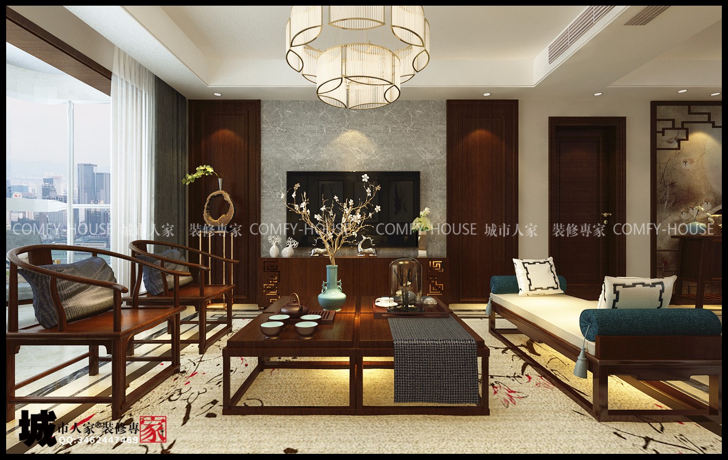 龙泉壹号170平四室两厅新中式风格设计-8