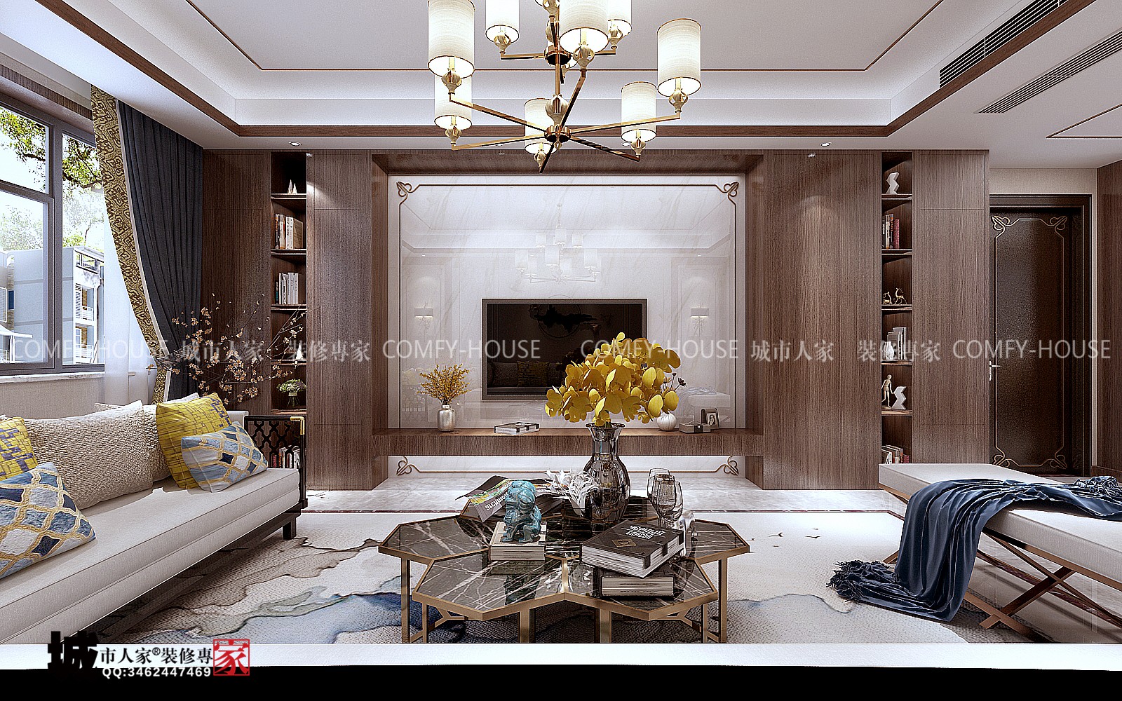 海尔绿城.麗园210平方中式风格 美炸天的中国风设计-5