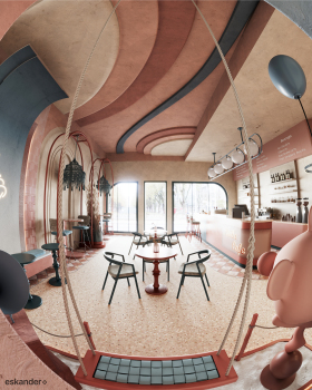 瞧！咖啡馆

注：Voila在法语中常用作感叹词，有瞧！看呀！等意思，这里将Voila Café直译为瞧！咖啡馆  丨Eskander Plus Studio