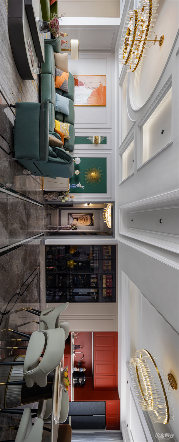 铜川荣耀壹品 · 撞色美式大平层设计丨中国铜川丨力创设计工作室-18