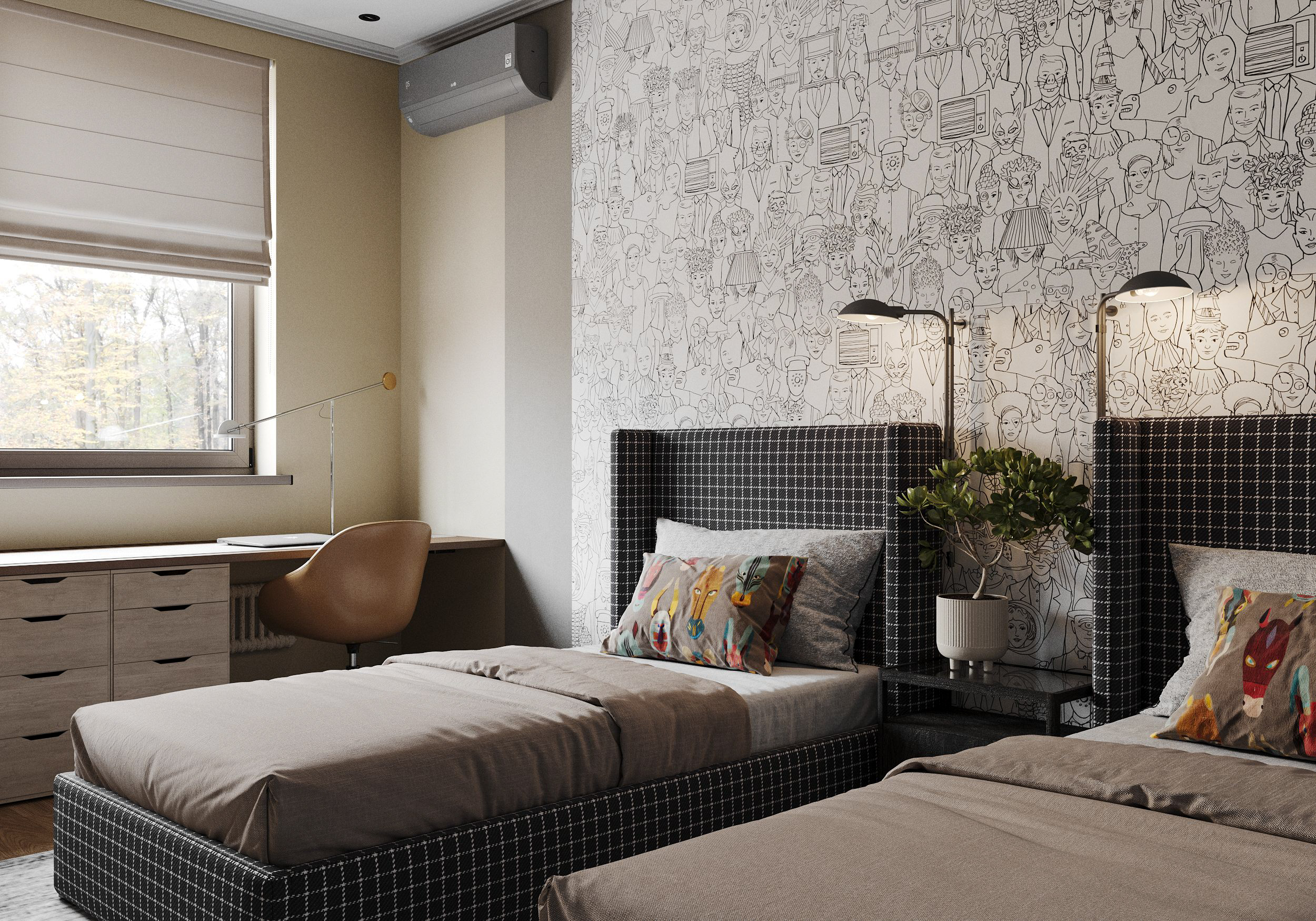 卧室与儿童房“寻找装饰图案”可视化丨设计师 尤里娅·奥奇卡尔,可视化师 奥尔加·马库申科-14