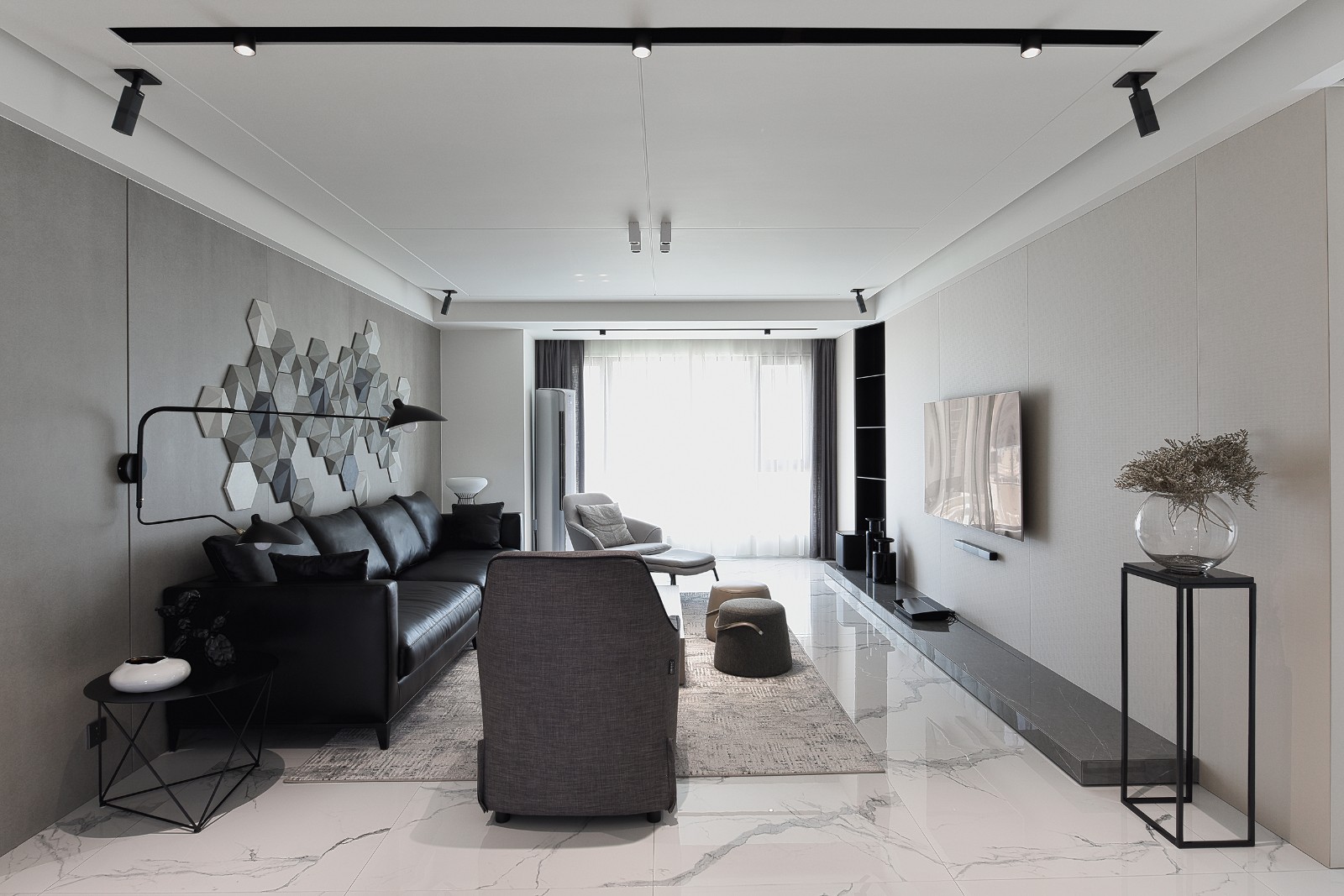 165㎡黑白现代,素简生活  王严民-2