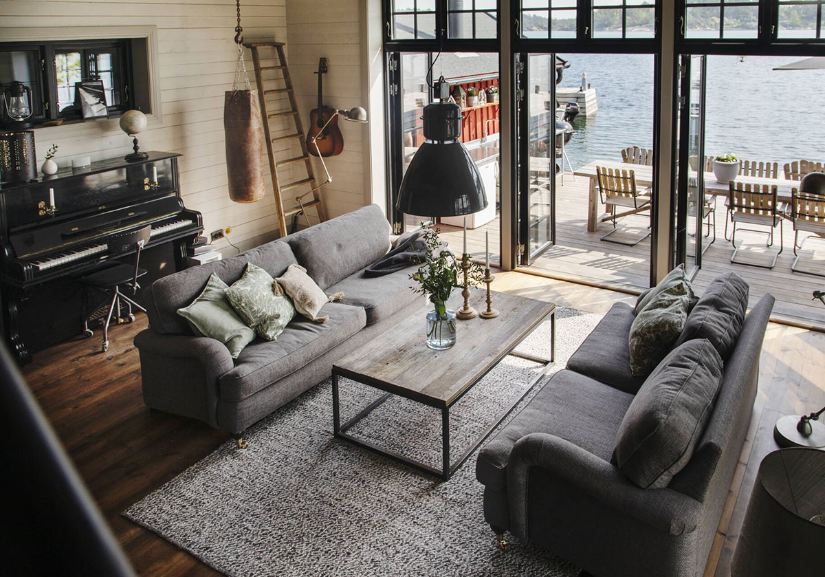 瑞典海岸小岛的工业风红色美墅-10