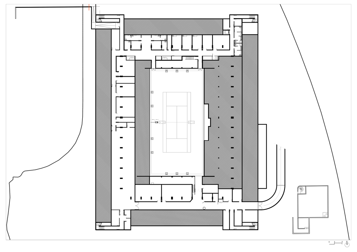 巴黎罗兰·加洛斯 Simonne-Mathieu 网球场的现代绿色温室建筑-43