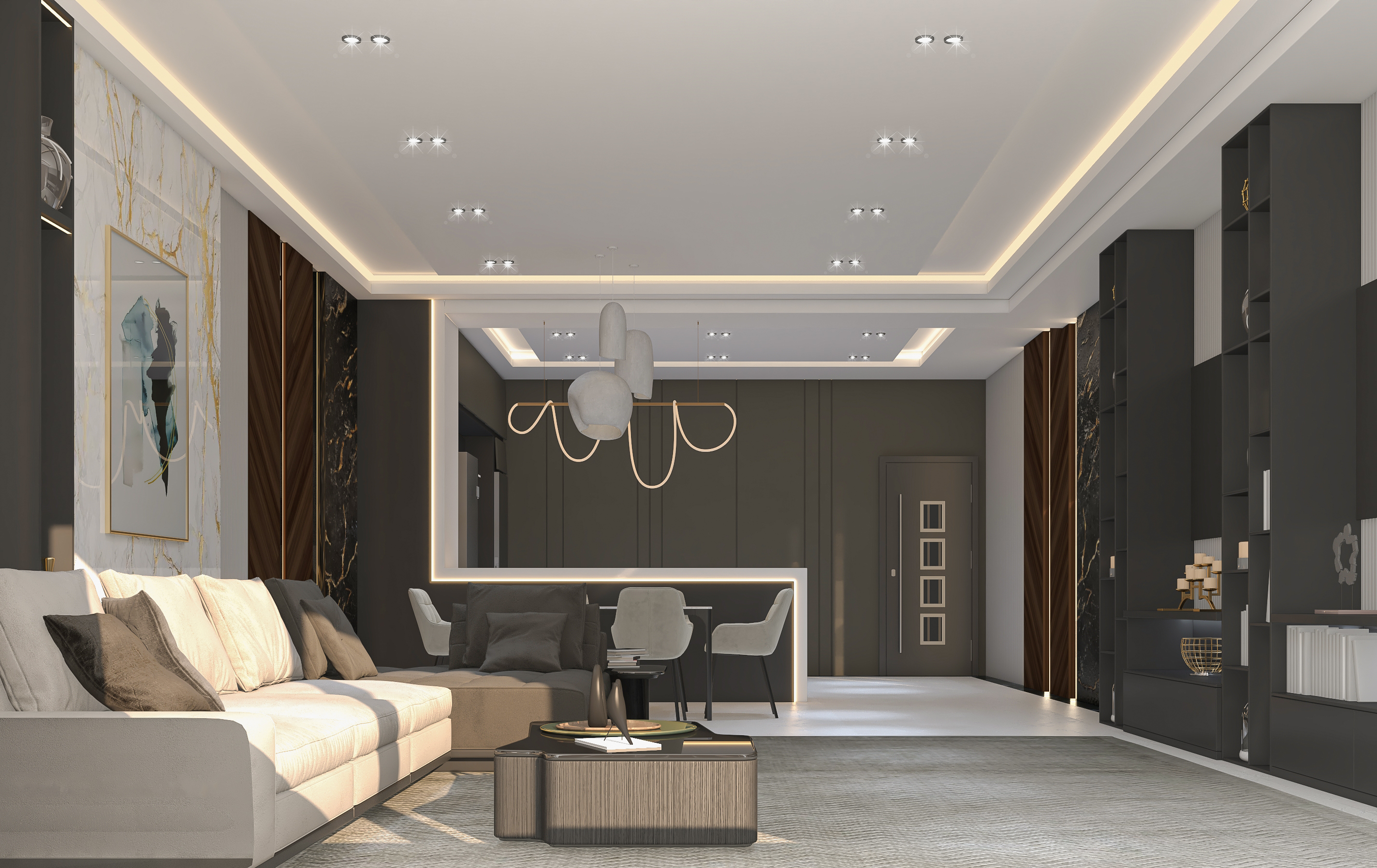 客厅与开放式厨房设计-8