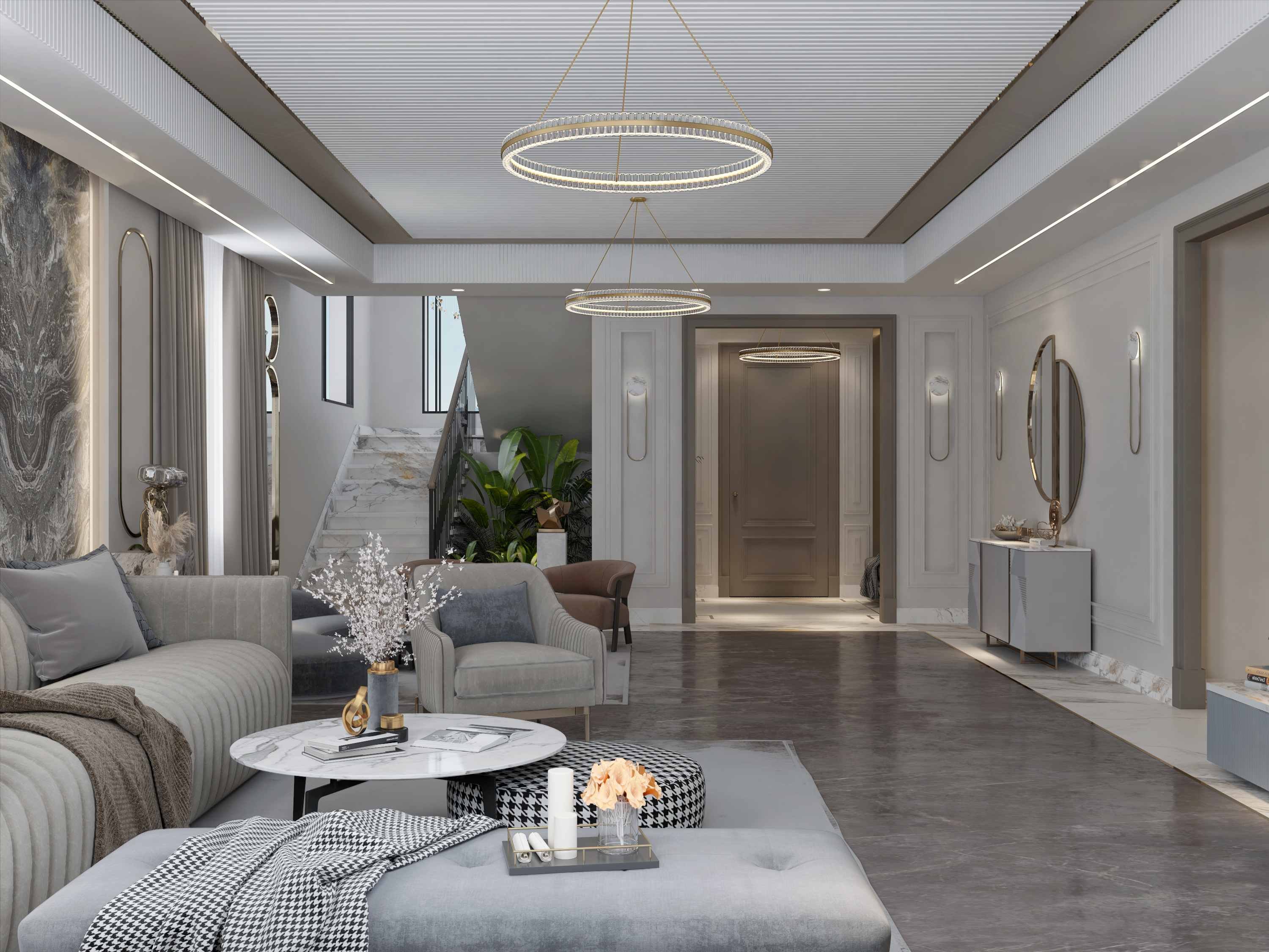 Mountain view villa | Reception with entrance-3