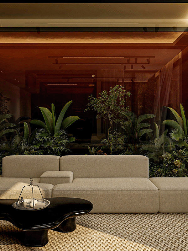 Sleek and Green Living Room-4