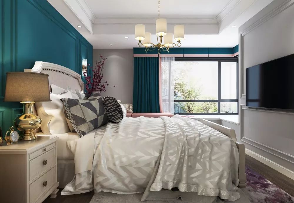 爱马仕橙&孔雀蓝撞出高级感,美式混搭打造优雅轻奢家居-64