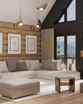 小屋的3D渲染图