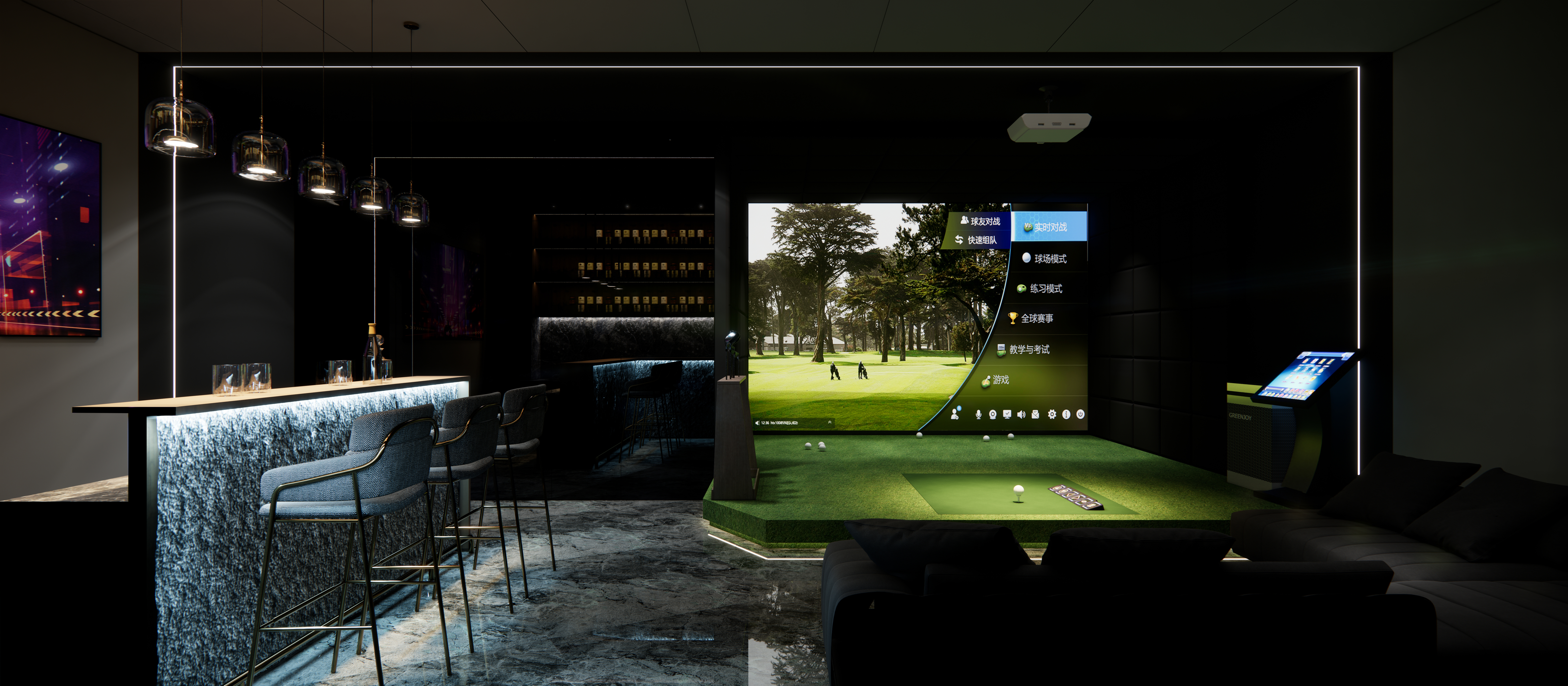 郑东商业中心云顶别墅室内高尔夫室-3