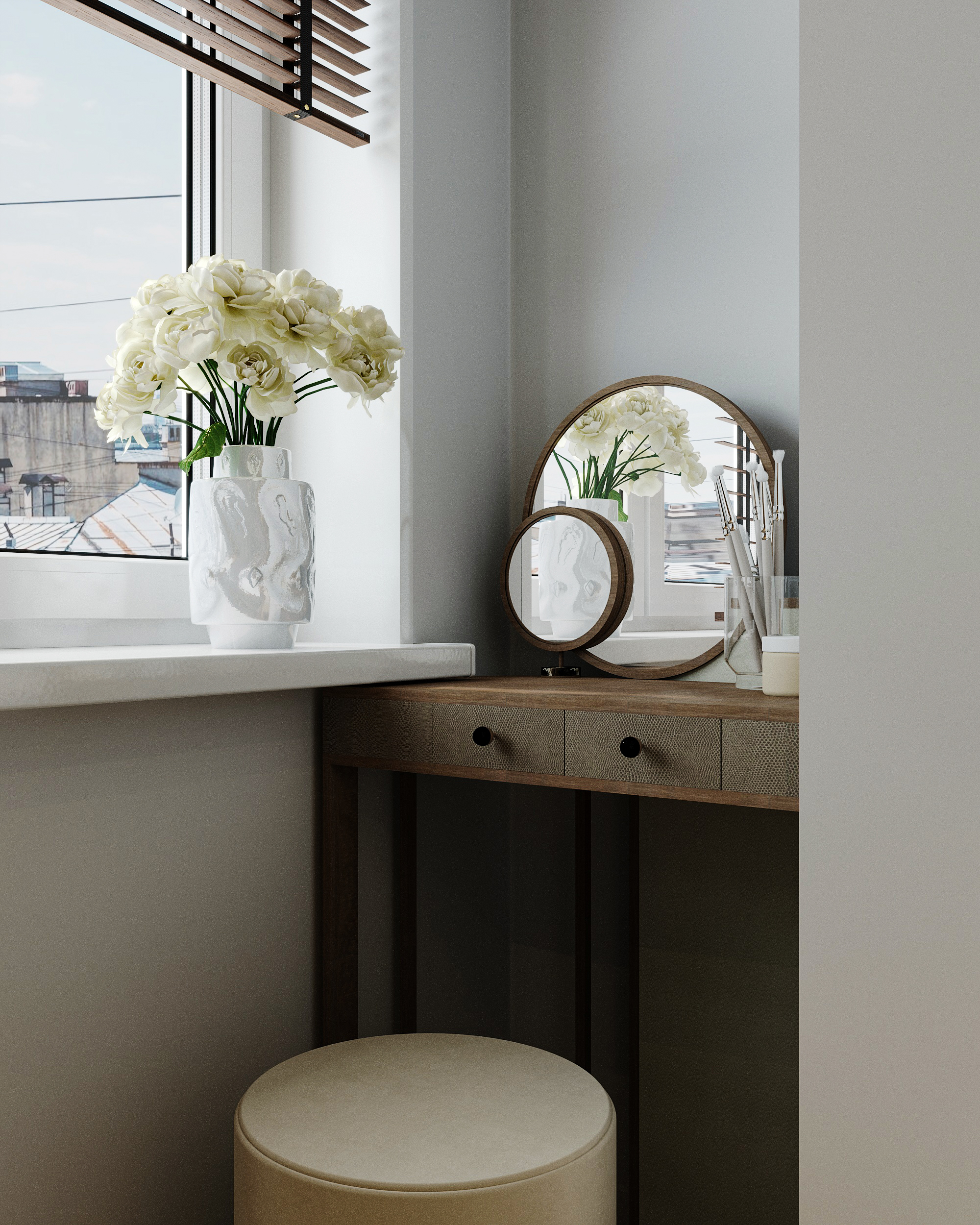 Визуализация спальни с гардеробной-4