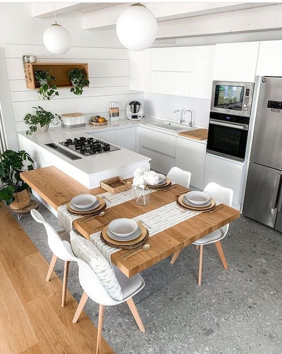 厨房岛台结合餐桌设计-99