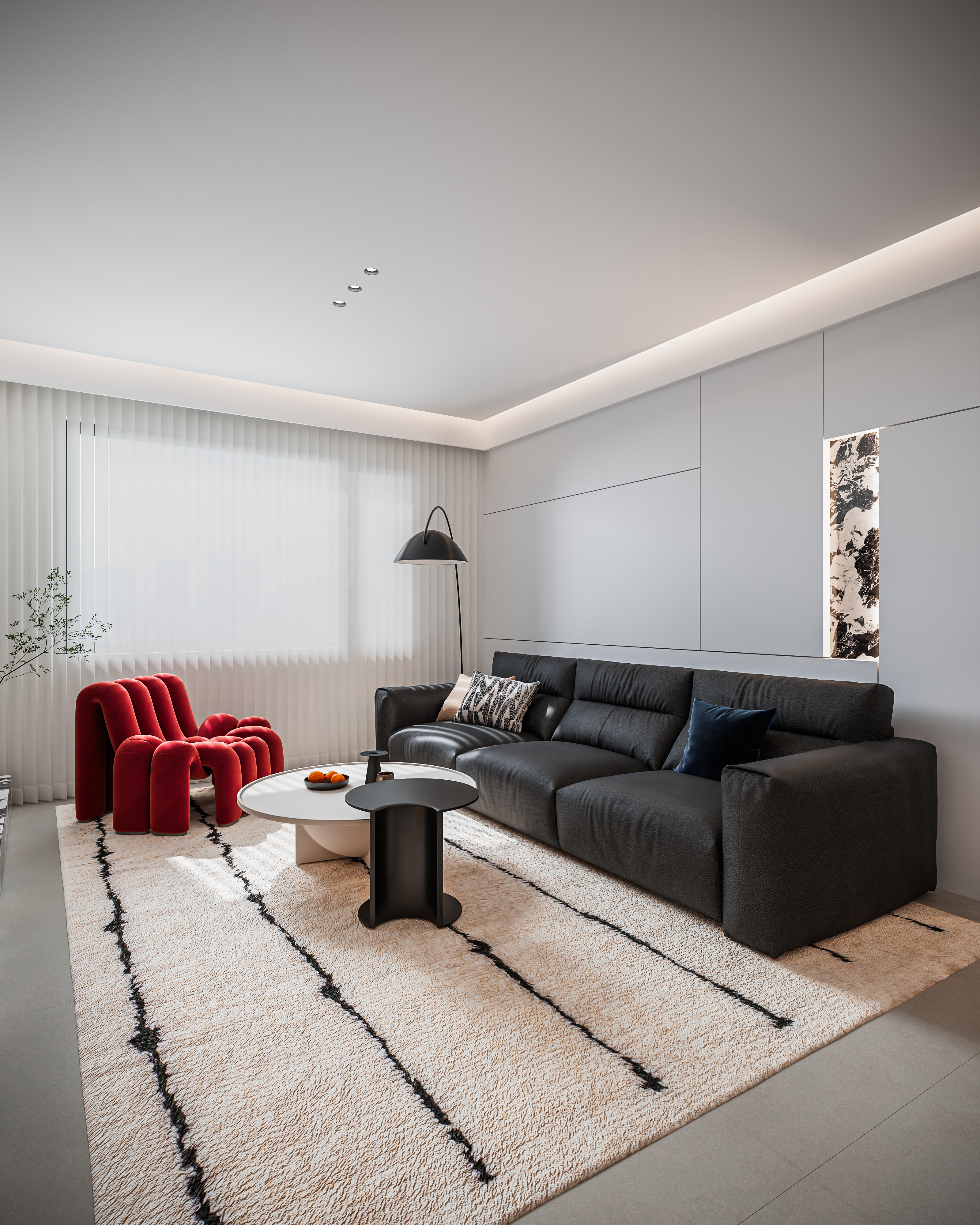 现代极简客餐厅渲染-8