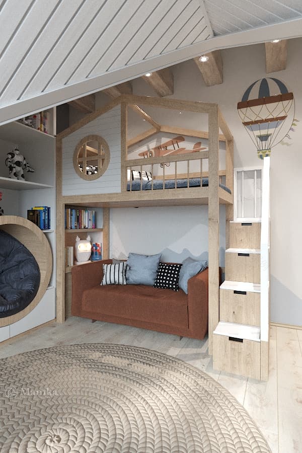 Комната для мальчика со шведской стенкой и скалодромом ⋆ Фабрика мебели «Mamka™» ᐈ Эксперт детского пространства-1