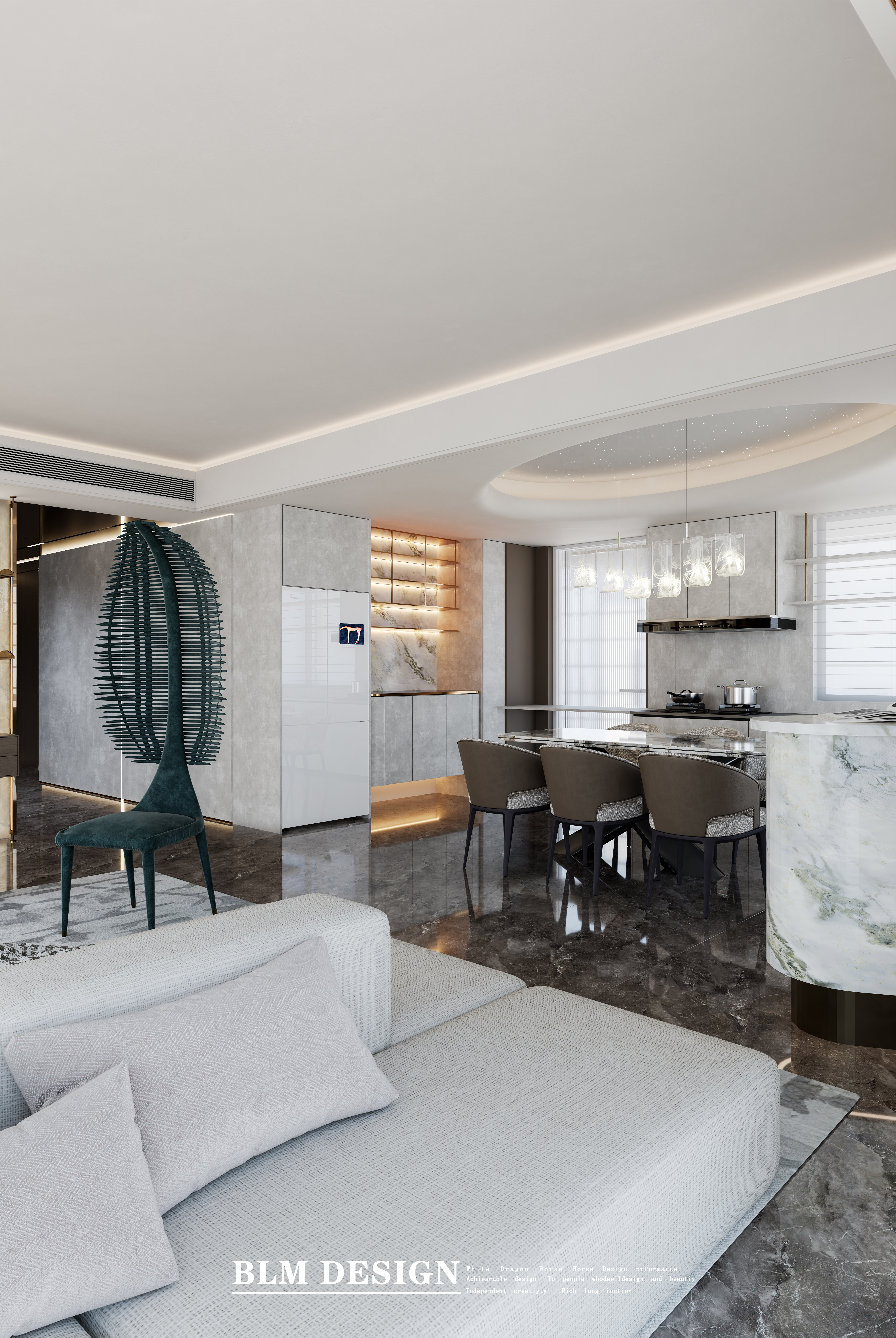 意式效果图客餐厅丨白龙马设计表现-1