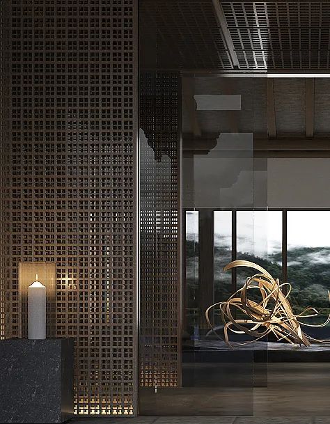 禅茶文化酒店大堂丨大麦室内设计-9