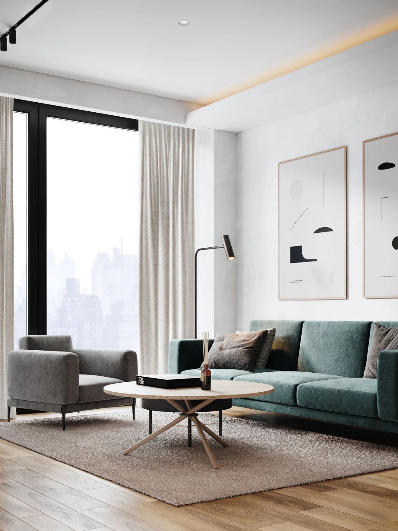 88㎡现代简约家居,原木与灰色打造温馨时尚空间-3