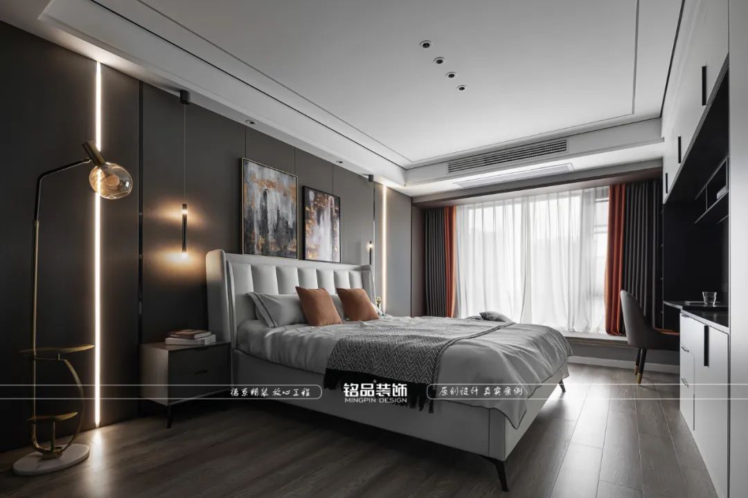 橙灰空间 · 160 方现代平层设计丨铭品装饰-31