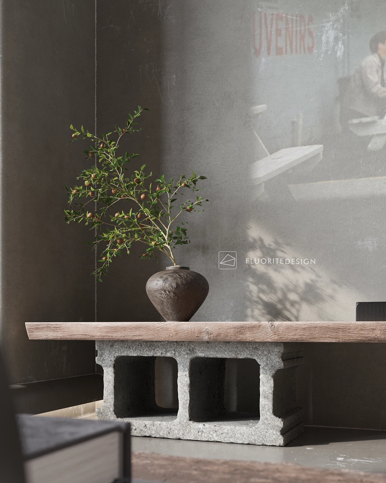 斑驳墙面的震撼美侘寂风设计案例丨FLUORITEDESIGN-11