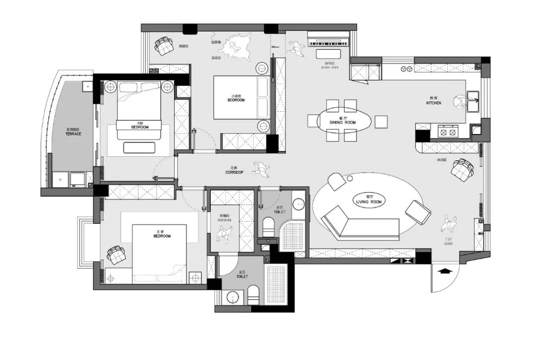 福州 145㎡平层旧房翻新,开放式客餐厅释放更多空间-9