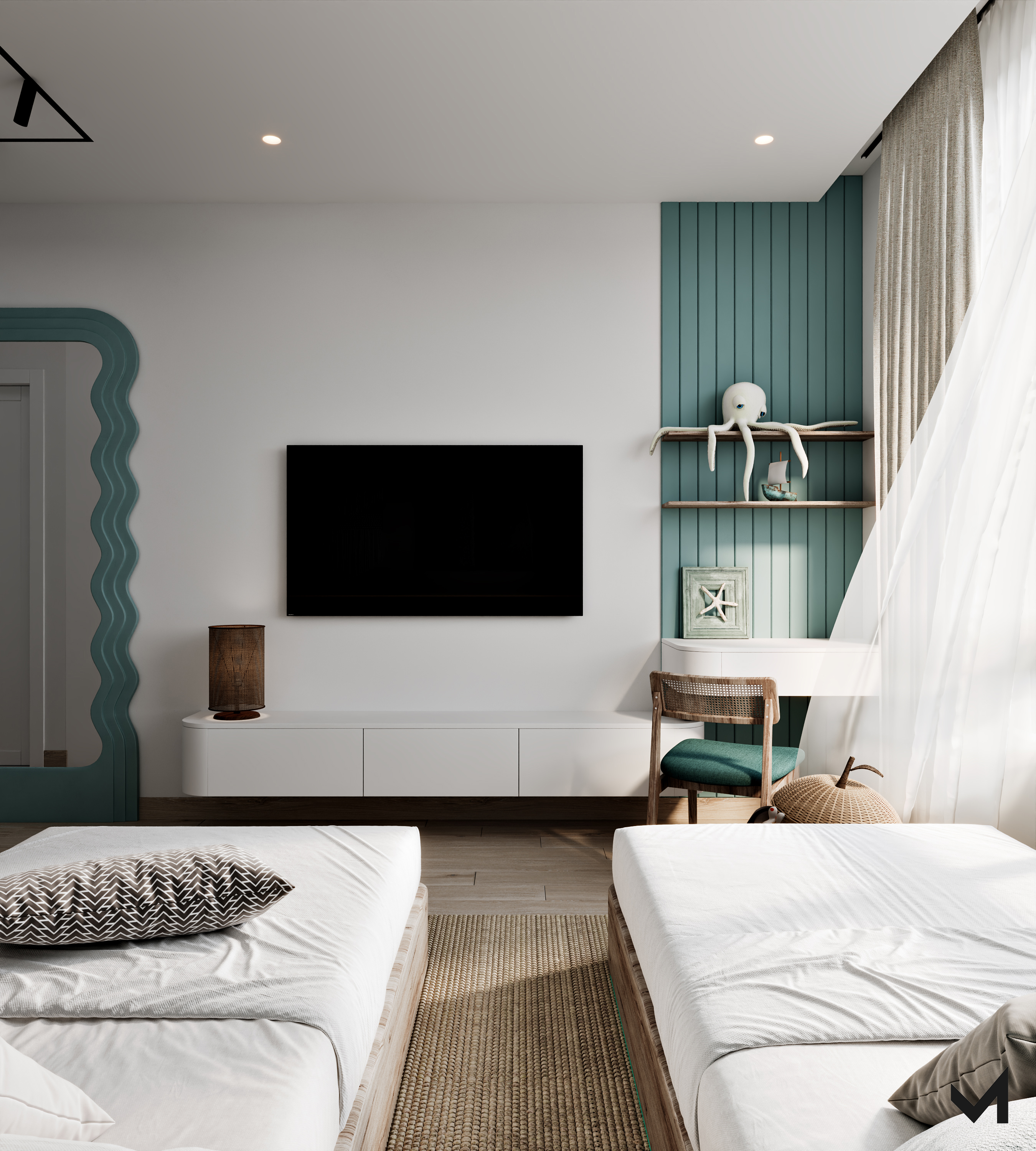 海滨风格儿童卧室与浴室丨埃及丨Maryan Ahmed Designs-7