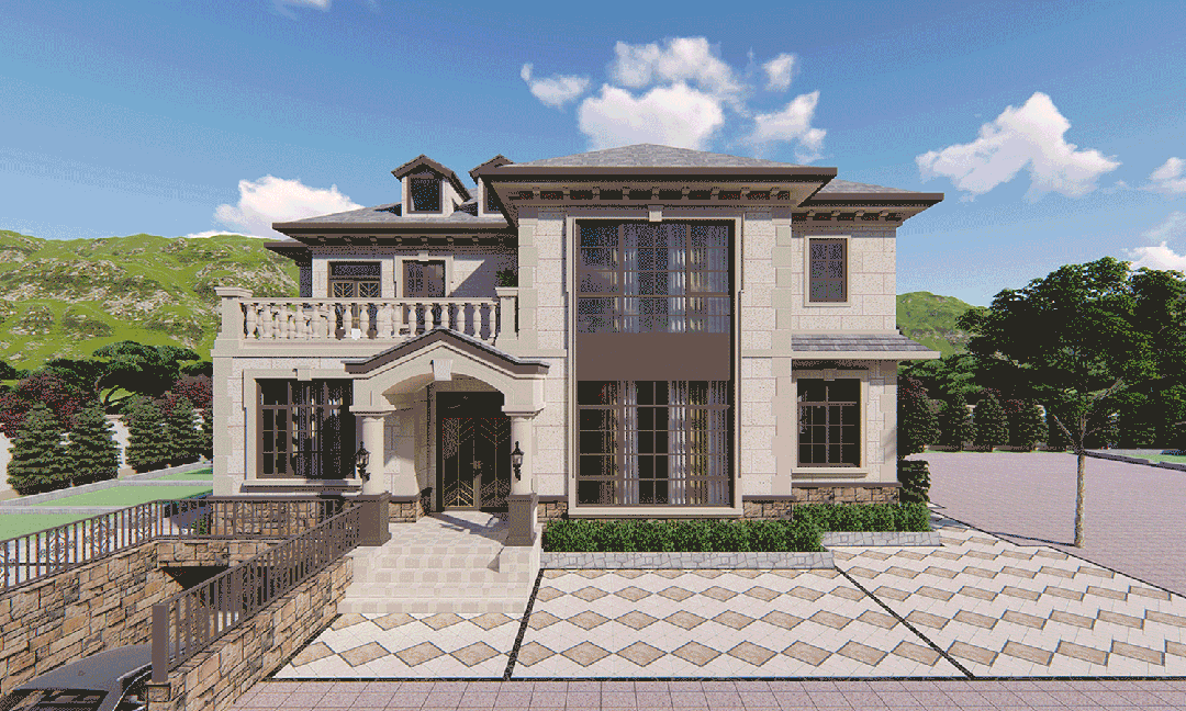 【设计师案例】土建参考造价86万，面宽16.2m×进深11.3m湖北宜昌二层欧式别墅-1