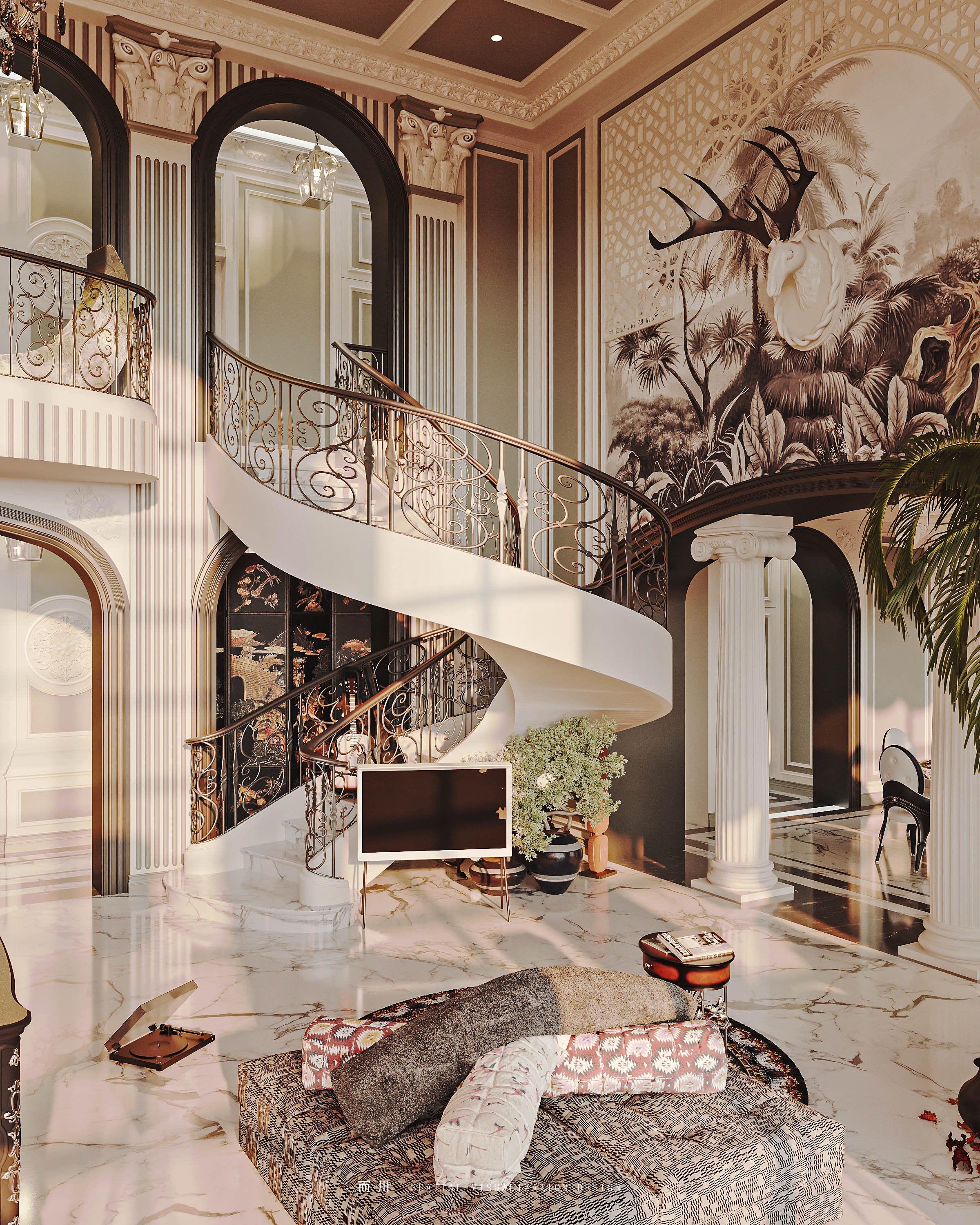 美式别墅丨而川空间可视化工作室-26