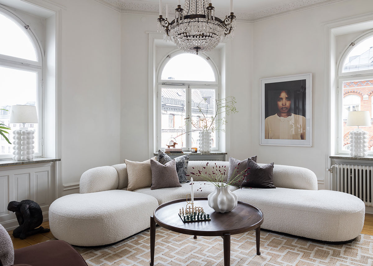 位于斯德哥尔摩带黑白厨房的优雅转角公寓-6