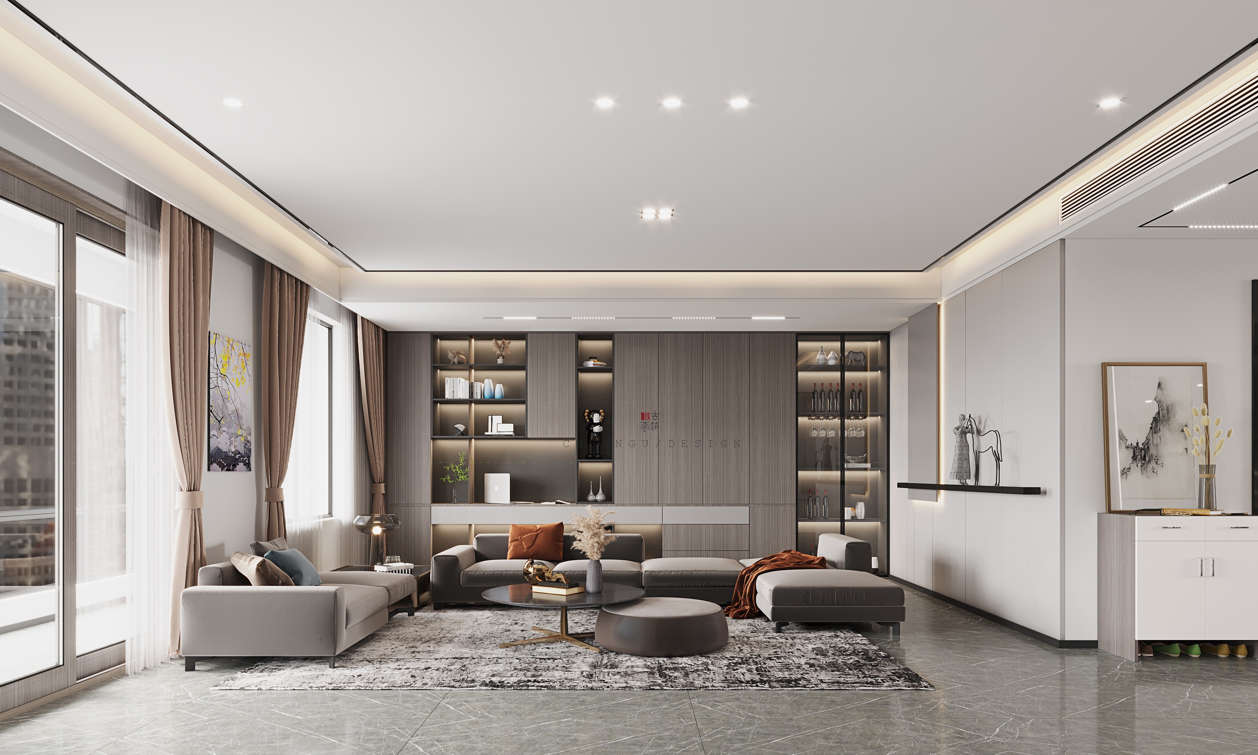 川古云筑丨现代无主灯大平层案例丨中国郑州丨川古云筑空间设计-8