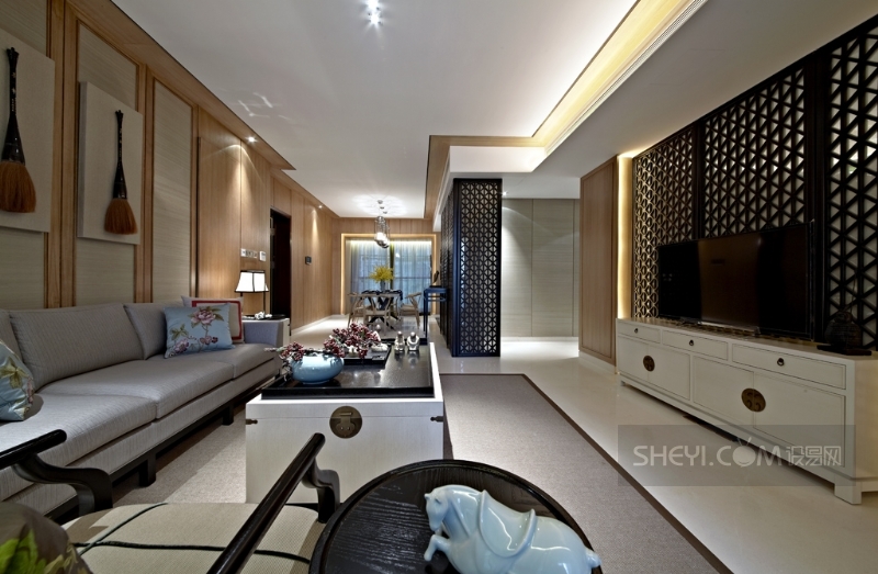 中洲中央公园二期新中式风格样板房设计-4