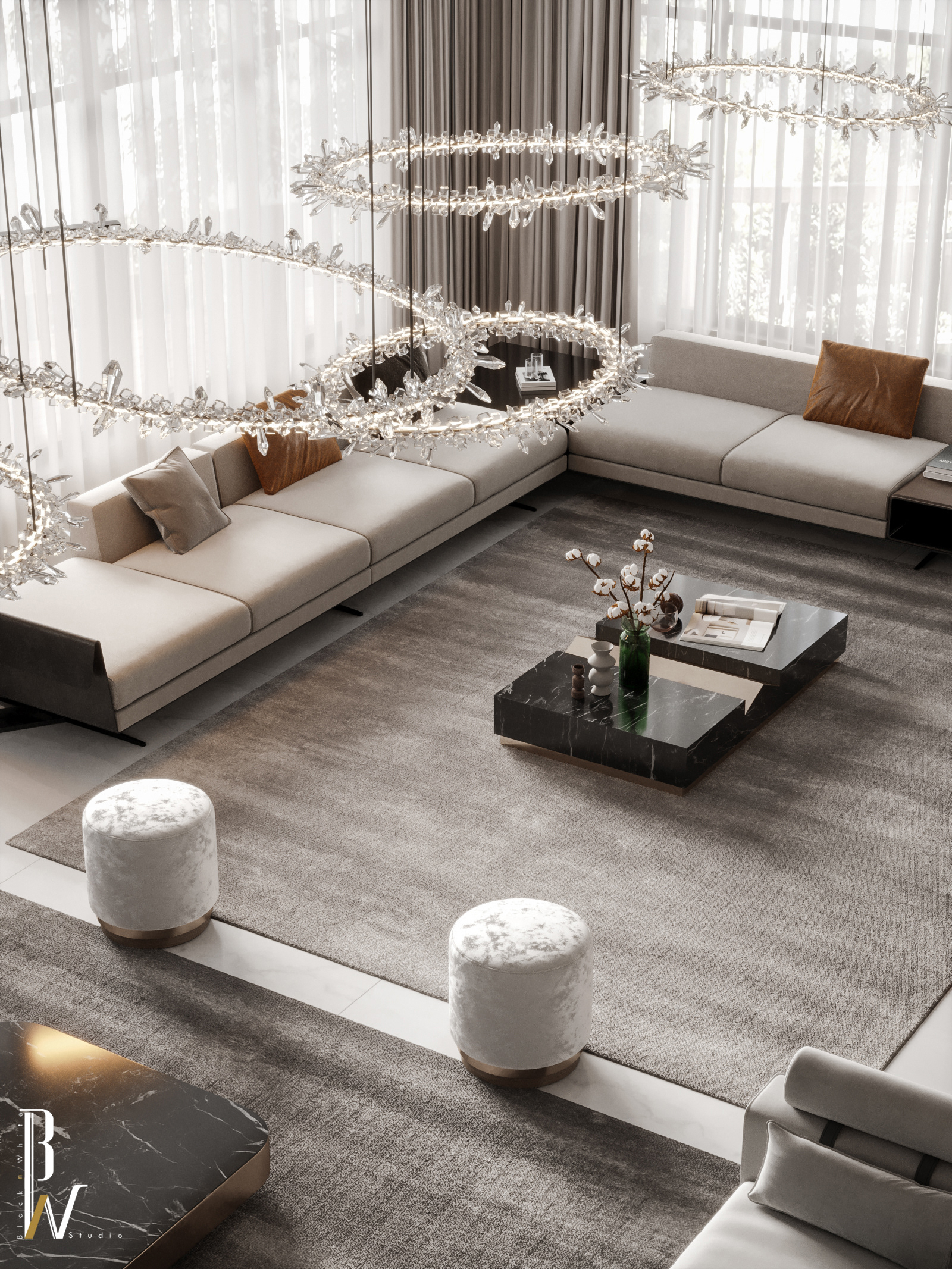 现代豪华大厅丨阿联酋丨Black N White-22