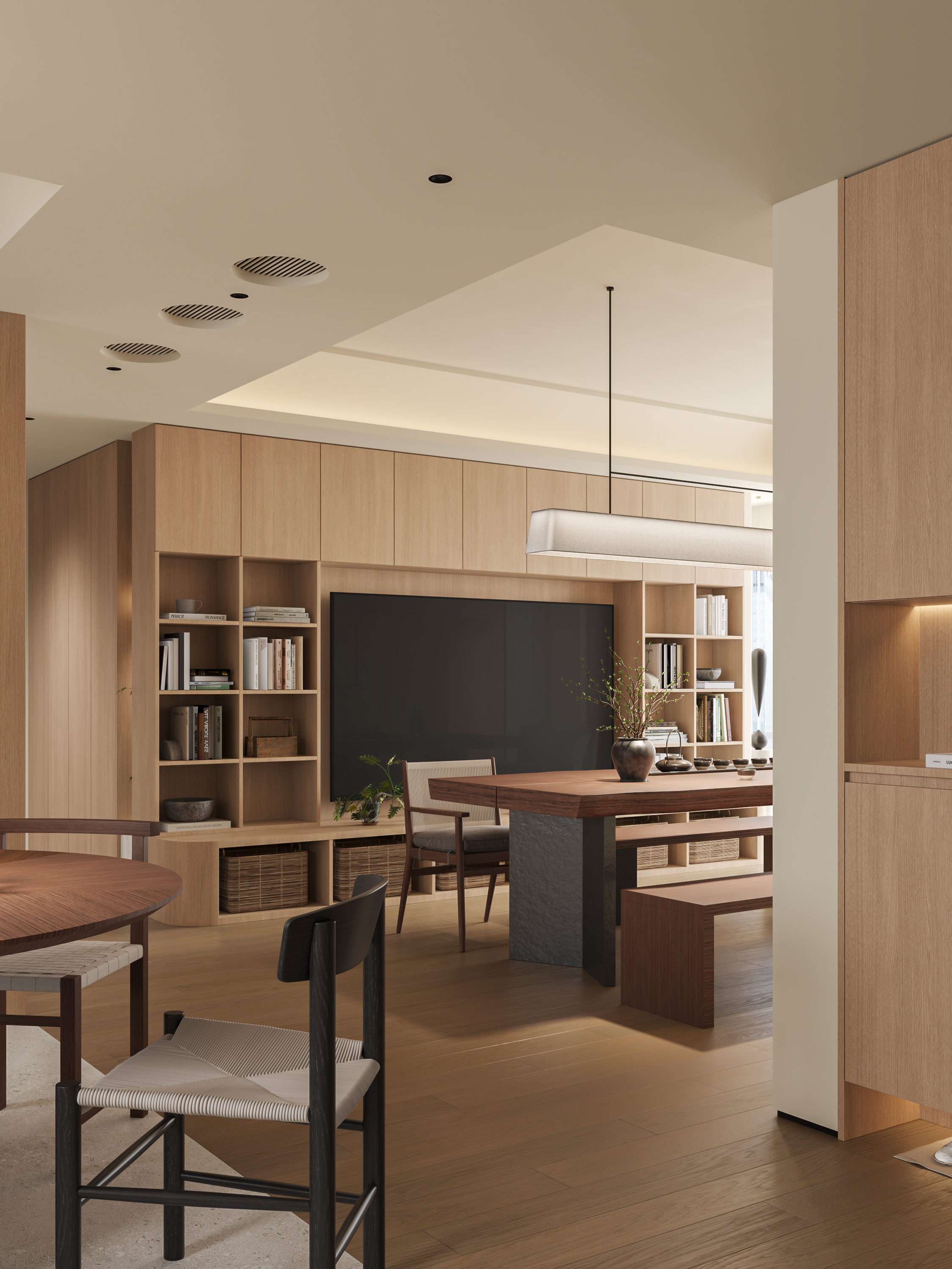暖色简约客餐厅渲染-7
