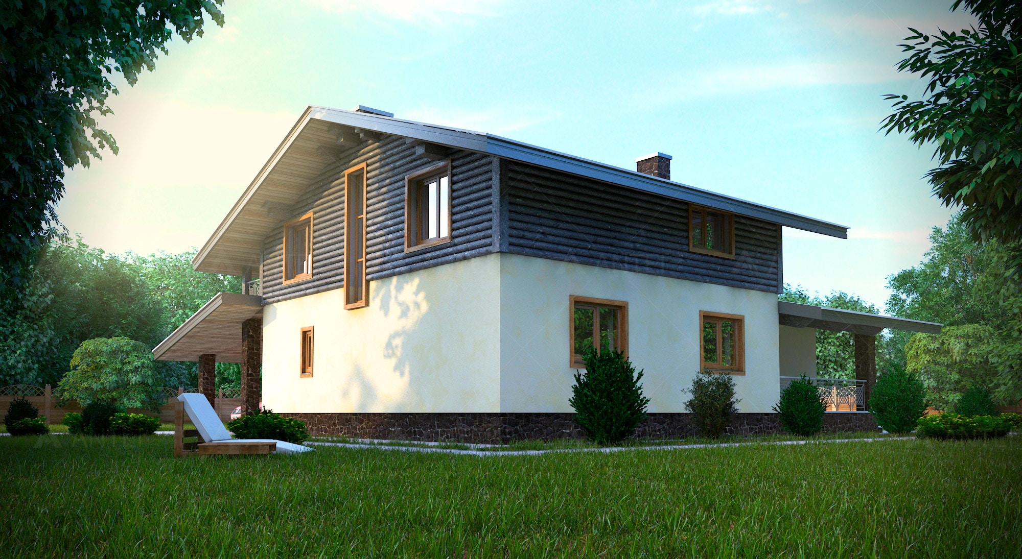 Проект мансардного дома с террасой «КМ-49» - Antei.by-4