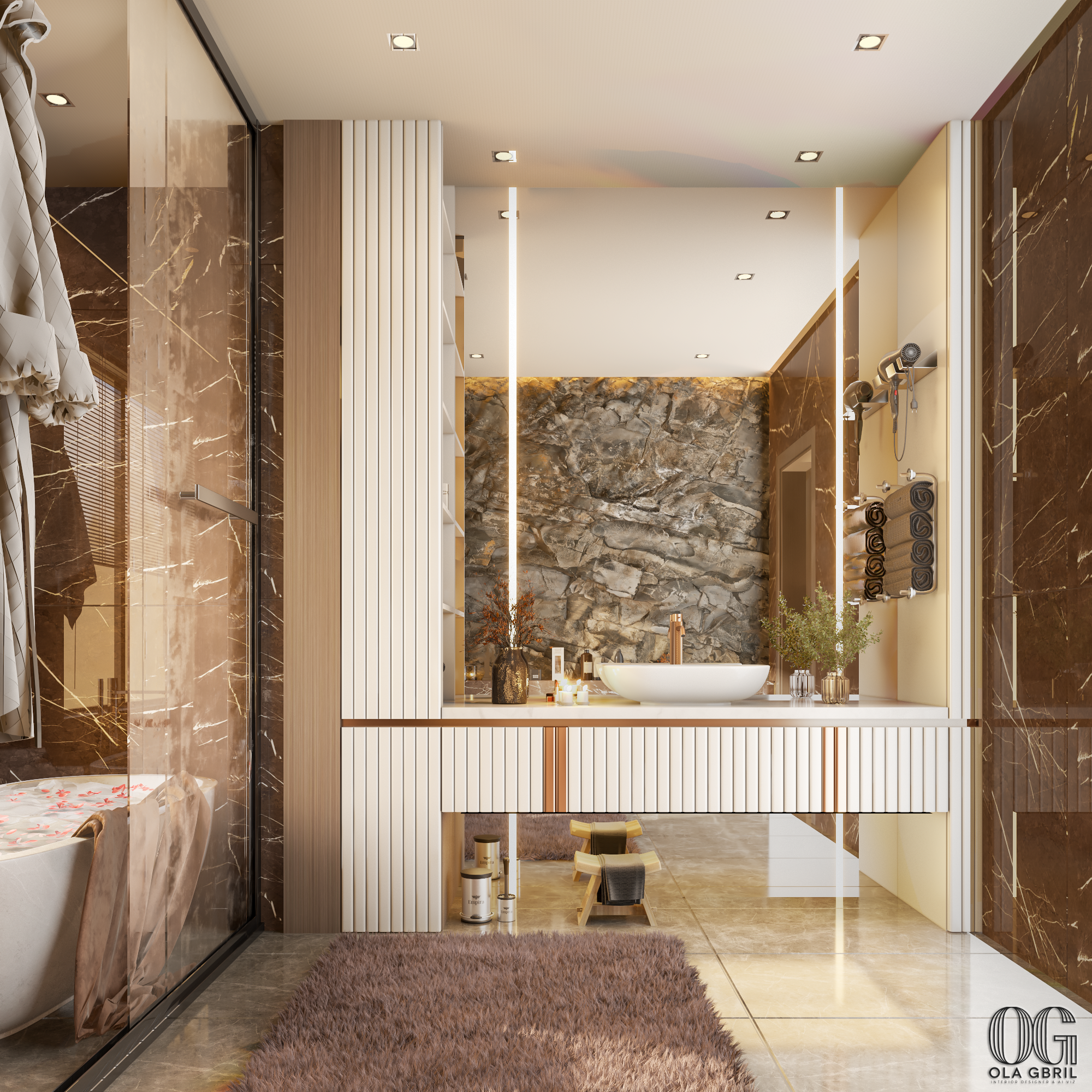 Luxury Bathroom Interior Design | Warm Modern Style-9