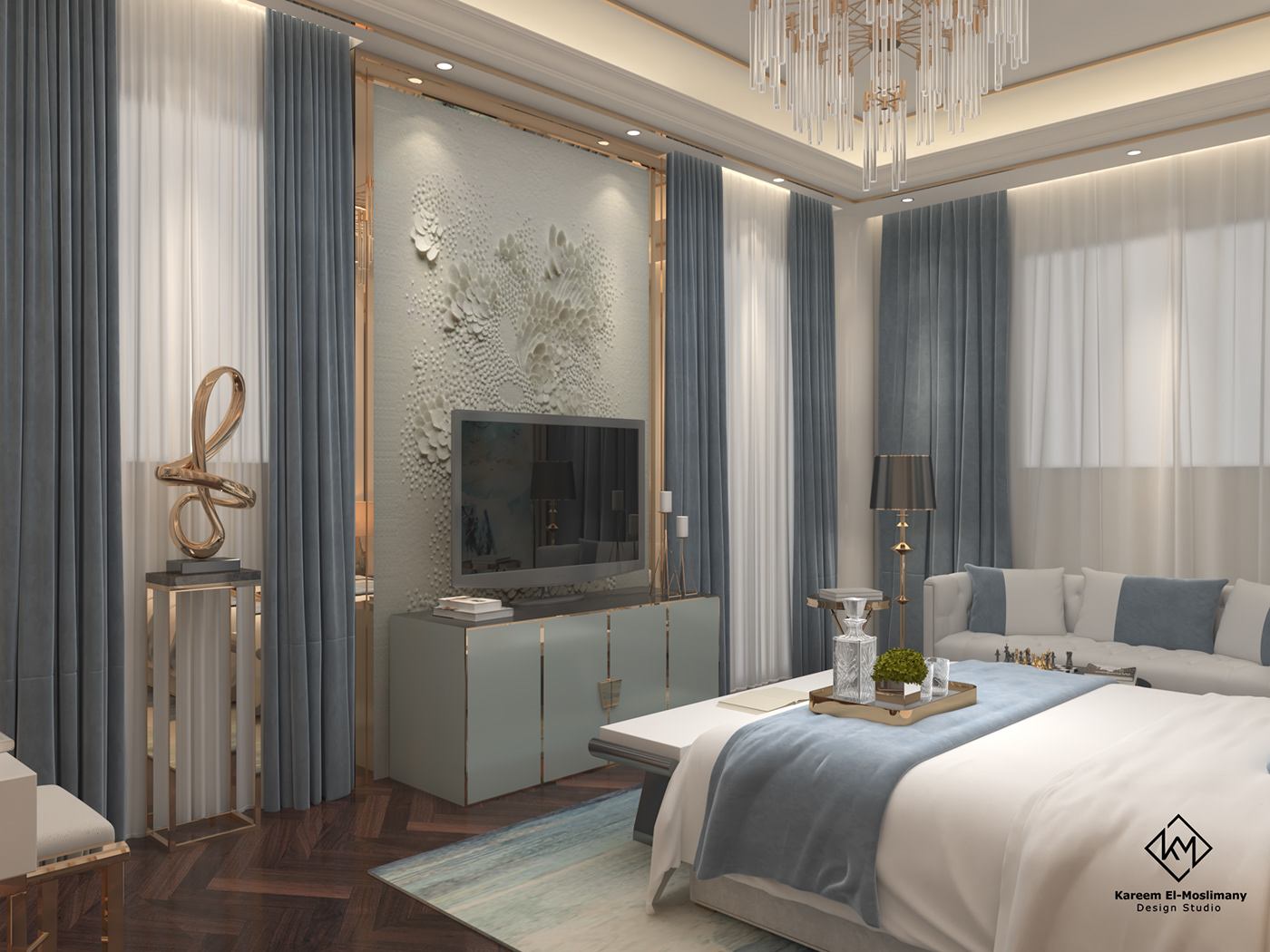 Anastasiya Gushchina丨平层丨Luxurious Neo-Classic Master Bedroom Design-2