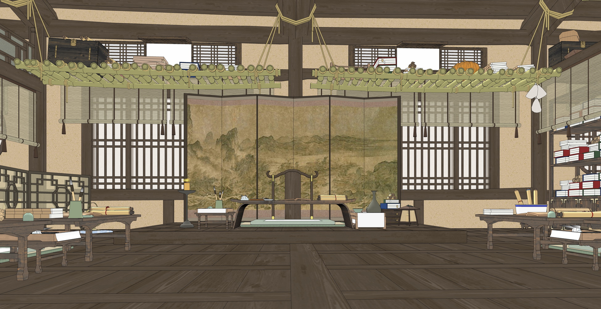 古代书房SU模型-1