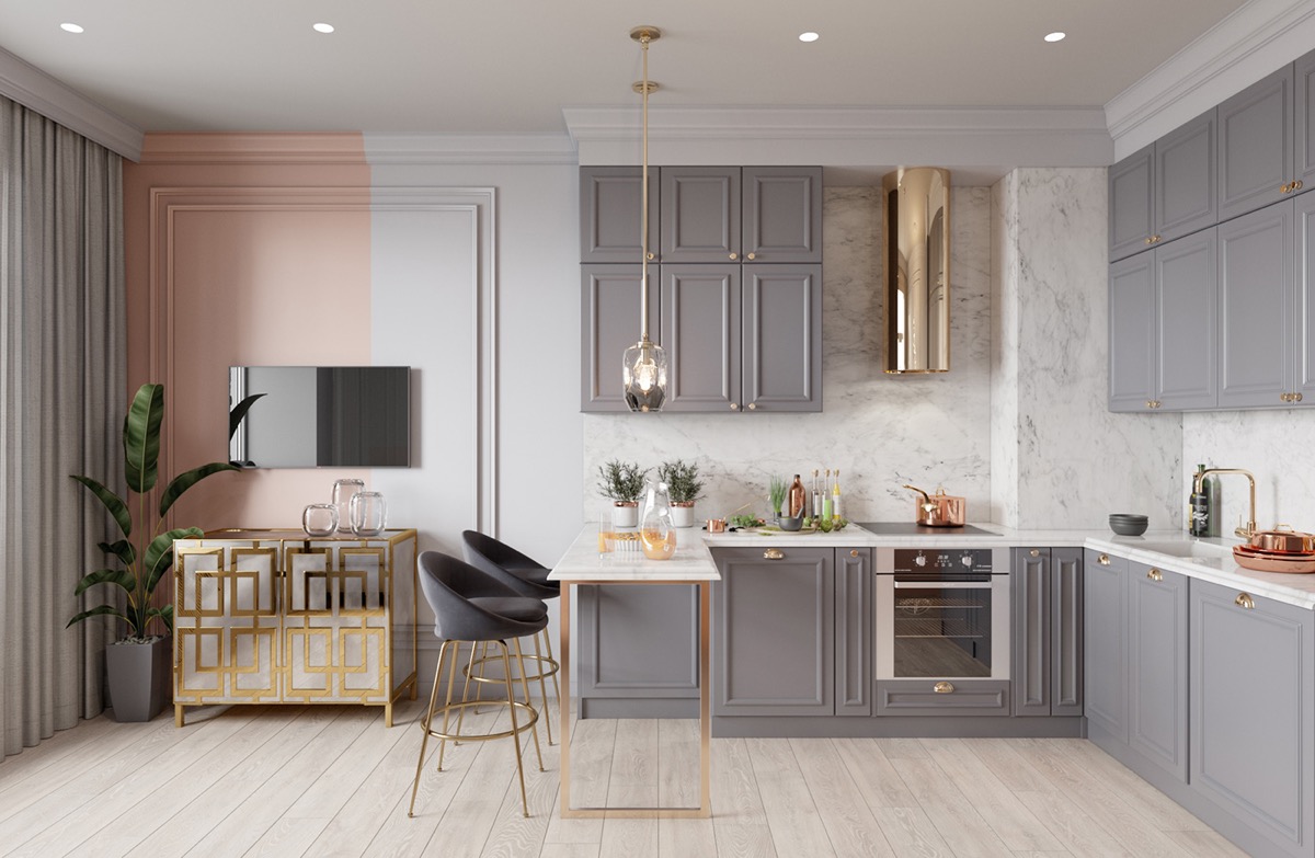 两个粉色调公寓室内设计案例-17