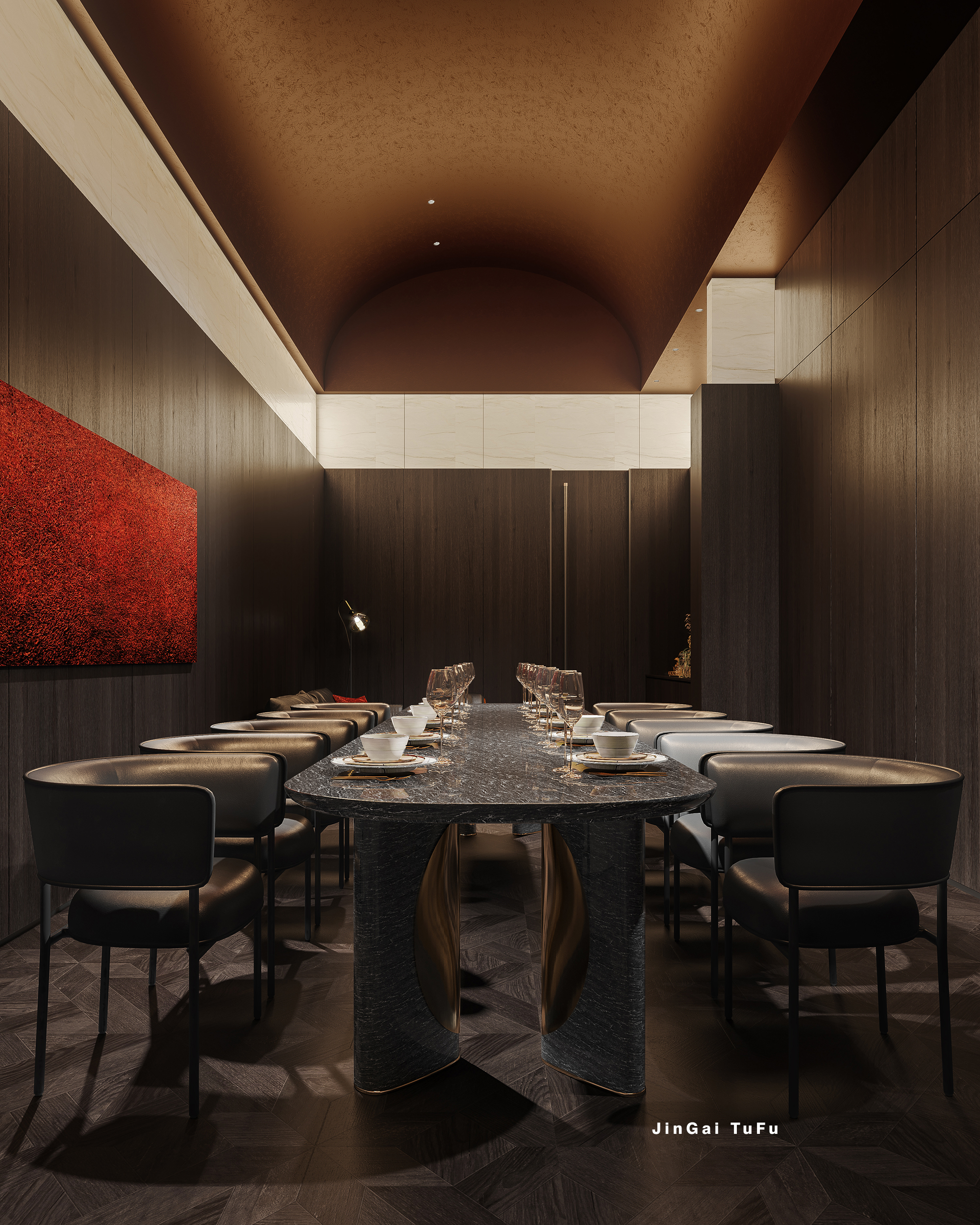 静享低调奢华的西餐厅空间设计丨图夫 x 金该-18