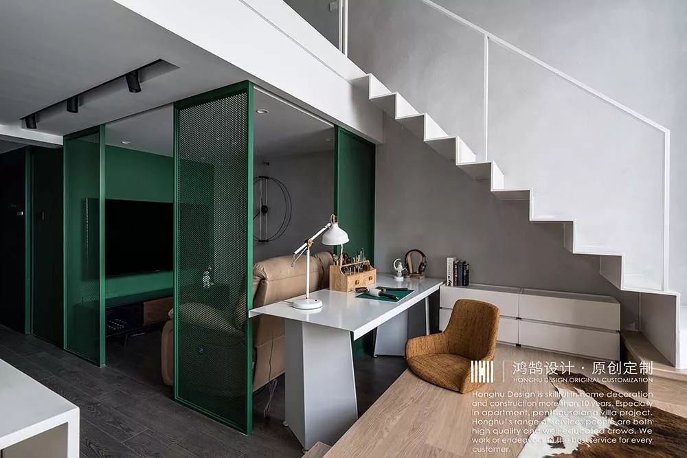 个性混搭风，60㎡独居 LOFT 打造观影办公居住一体化空间-50